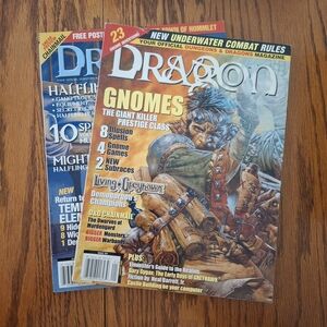 RARE Vintage Pair Of Dragon Magazines With Town Of Hommlet Poster Map